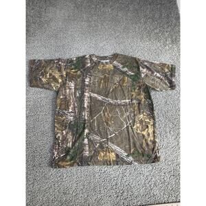 Realtree Camo Shirt Mens Extra Large Brown Xtra Hardwood Fall Short Sleeve